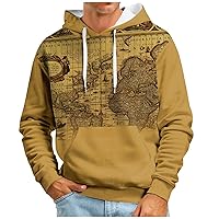 Mens Plaid Print Hoodies Casual Long Sleeve Vintage Graphic Pullover Sweatshirts With Pocket Oversized Men's Hoodie