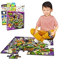 Teenage Mutant Ninja Turtles Floor Puzzle for Kids Set - Bundle with 36 Piece TMNT Floor Puzzle Plus Stickers, More | Teenage Mutant Ninja Turtles Puzzles for Kids Ages 4-8