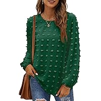 XIEERDUO Women's Chiffon Blouses Long Sleeve Crewneck Tops Dressy Casual Loose Pompom Shirts