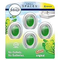 Febreze Small Spaces, Plug in Air Freshener Alternative for Home, Gain Original Scent, Odor Eliminator for Strong Odor (4 Count)