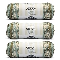 Caron Simply Soft Freckle Moss Yarn - 3 Pack of 5oz/141g - Acrylic - #4 Worsted (Medium) - 235 Yards - Knitting, Crocheting & Crafts