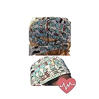 Healthcare Medical Design Working Cap with Button Adjustable Bouffant Tie Back Surgical Hat Unisex