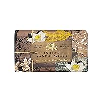 The English Soap Company Anniversary Wrapped Soap Bar, Luxury Sandalwood Shea Butter Soap Bar, Moisturising Soap Bar for Face and Body, Indian Sandalwood Scent 190g
