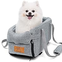 Yokee Dog Car Seat Center Console Dog Booster Seat Fully Detachable and Washable for Small Pets Up to 12 Lbs, Dogs and Cats CarSeat with Fixed Velcro and Straps, Fits Car, Home, Travel - Grey