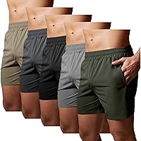 GYM REVOLUTION Men's 5'' Workout Athletic Quick Dry Shorts Running Training Short with Zipper Pockets