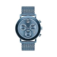 Movado Men's Bold Evolution Blue Ion-Plated Stainless Steel Case and Mesh Bracelet Swiss Quartz Watch, Blue (Model: 3600809)