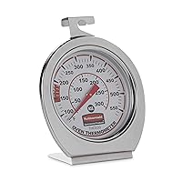 Rubbermaid Commercial Products Stainless Steel Monitoring Thermometer for Oven/Grill/Meat/Food, 60-580 Degrees Fahrenheit Temperature Range, Easy to Read Food Thermometer For Cooking