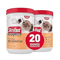 SlimFast Intermittent Fasting, Casein Protein Powder, Biotin with Vitamin & Mineral Bend, With Fiber, No Added Sugar, Snack Shake Mix- Double Chocolate Cake, 10 Servings (Pack of 2)