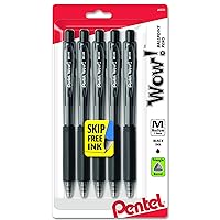 WOW! Retractable Ballpoint Pens, Medium Line, Black Ink, 5 Pack (BK440BP5A)