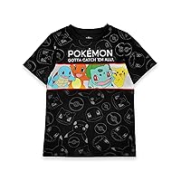 Pokemon T-Shirts for Boys | Green OR Black Top | Pikachu Squirtle Bulbasaur Charmander Characters Game Clothing Merchandise