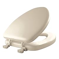 Mayfair 1815EC 006 Removable Soft Toilet Seat that will Never Loosen, ELONGATED - Premium Hinge, Bone