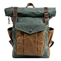 Men's Vintage Travel Backpack Large Capacity Casual Daypacks Waxed Canvas Carry on Bags for Camping Hiking Mountaineering