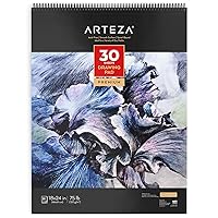 ARTEZA Drawing Pad 18 x 24 Inches, Pack of 1, Spiral Bound Heavyweight Paper with Micro-Perforation, 75 lb/120gsm, 30 Sheets, Art Supplies for a Variety of Dry Media
