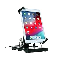 Folding Security Stand – CTA Flat-Folding Tabletop Security Stand with Universal Locking Enclosure, & Steel Cable for 7-14-Inch Tablets (PAD-FTSU)
