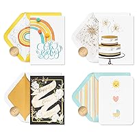 Papyrus Deluxe Boxed Wedding and New Baby Card Assortment, Happy Ever After and Bundle of Joy (4-Count)