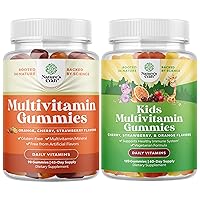 Bundle of Potent Daily Multivitamin Gummies for Adults - Wellness Blend of Vitamin D A C E B12 Zinc and Biotin and Plant Based Kids Multivitamin Gummies - Multivitamin for Kids Immunity Support Gummie