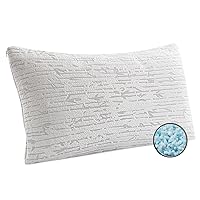Clara Clark Memory Foam Pillow - Queen Size Set of 1 Memory Foam Pillows, Rayon Derived from Bamboo Pillow, Cooling Pillow, Adjustable Pillow, Removable Bed Pillow Cover