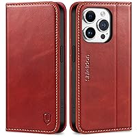 SHIELDON Case for iPhone 15 Pro 5G, Genuine Leather iPhone 15 Pro Wallet Case RFID Blocking Card Holder Folio Magnetic Stand TPU Protective Cover Compatible with iPhone 15 Pro 6.1