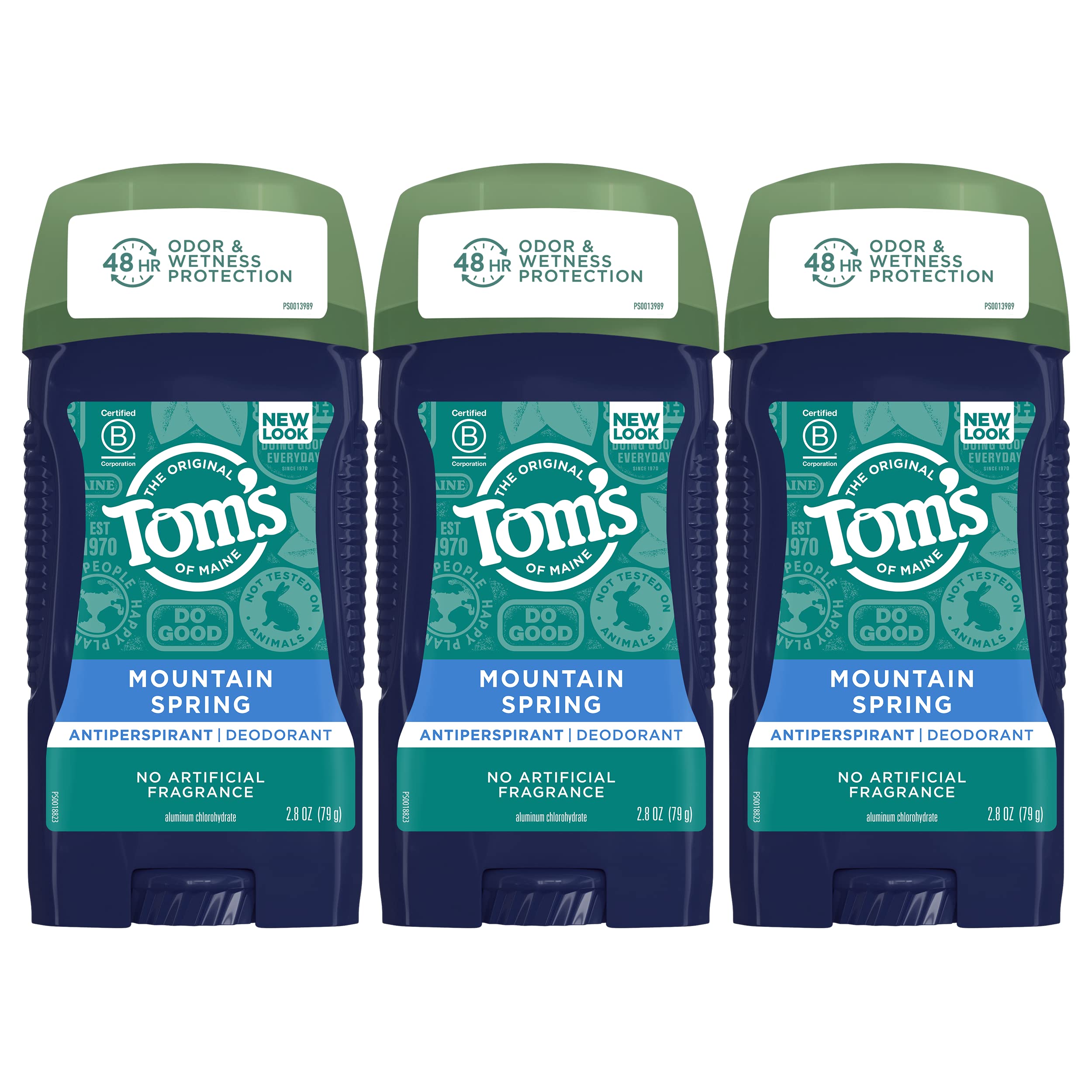 Tom's of Maine Antiperspirant Deodorant for Men, Mountain Spring, 2.8 oz. 3-Pack (Packaging May Vary)