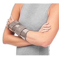 MUELLER Sports Medicine Reversible Wrist Stabilizer with Splint for Men and Women - Compression Wrist Support for Carpal Tunnel, Arthritis, Tendinitis Relief, Taupe, Small/Medium