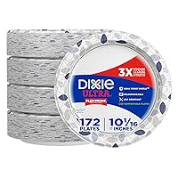 Ultra, Large Paper Plates, 10 Inch, 172 Count, 3X Stronger*, Heavy Duty, Microwave-Safe, Soak-Proof, Cut Resistant, Disposable Plates For Heavy, Messy Meals