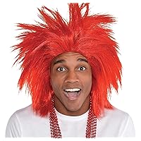 Amscan Unisex Children Modern Crazy Wig Costume - One Size, Red, 1 Pc, Red
