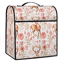Christmas Fabric Reindeer Winter (08) Coffee Maker Dust Cover Mixer Cover with Pockets and Top Handle Toaster Covers Bread Machine Covers for Kitchen Cafe Bar Home Decor