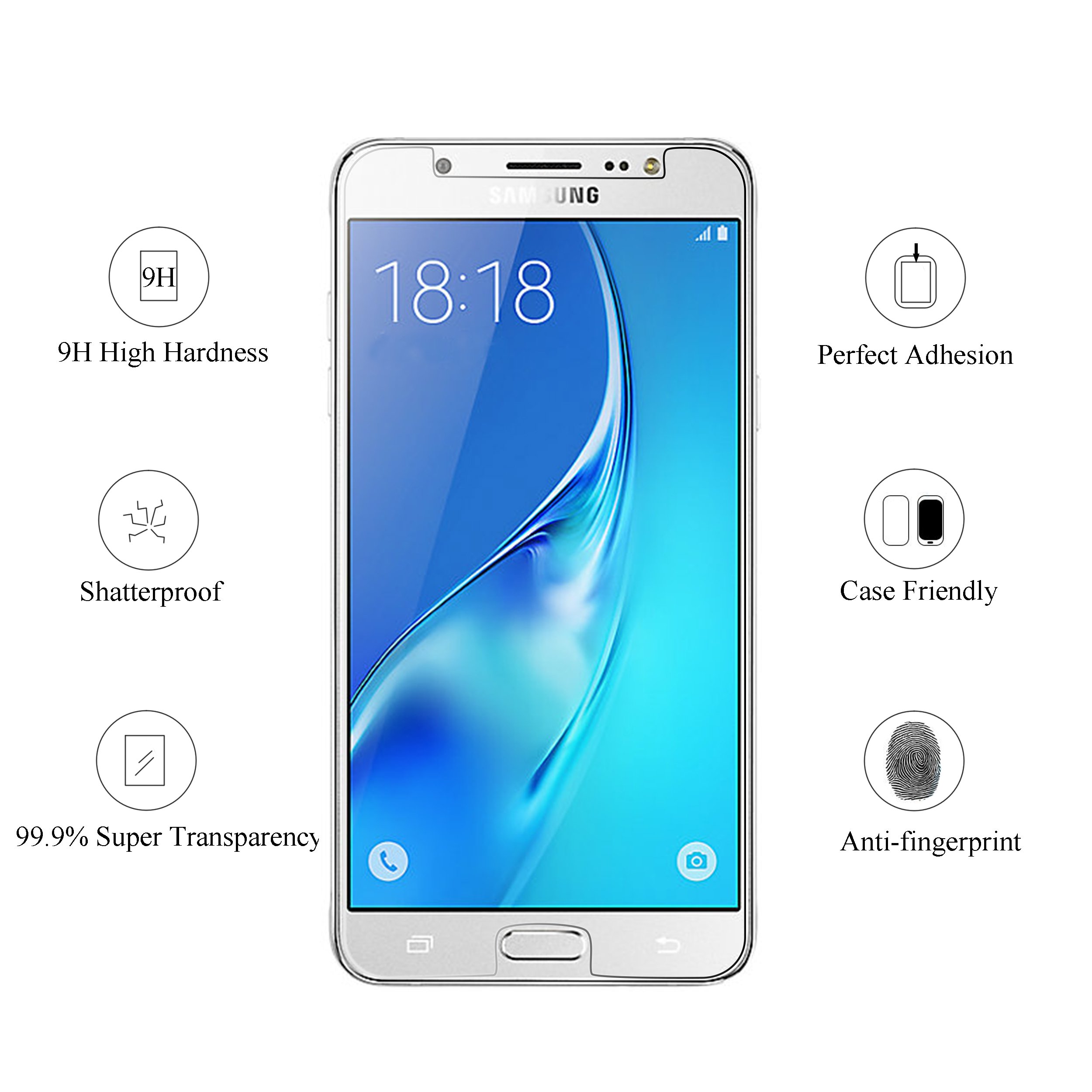 Ailun Screen Protector for Galaxy J7 2018 3Pack Tempered Glass Compatible with Samsung Galaxy J7 J7 Star 2018 J7 V 2nd Gen 2018 J7 Top 2018 J7 Aura 2018 J7 Crown 2018 Case Friendly