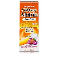 Motrin Children's Oral Suspension Dye-Free, Ibuprofen, Fever Reducer, Berry, 4 Fl.Oz
