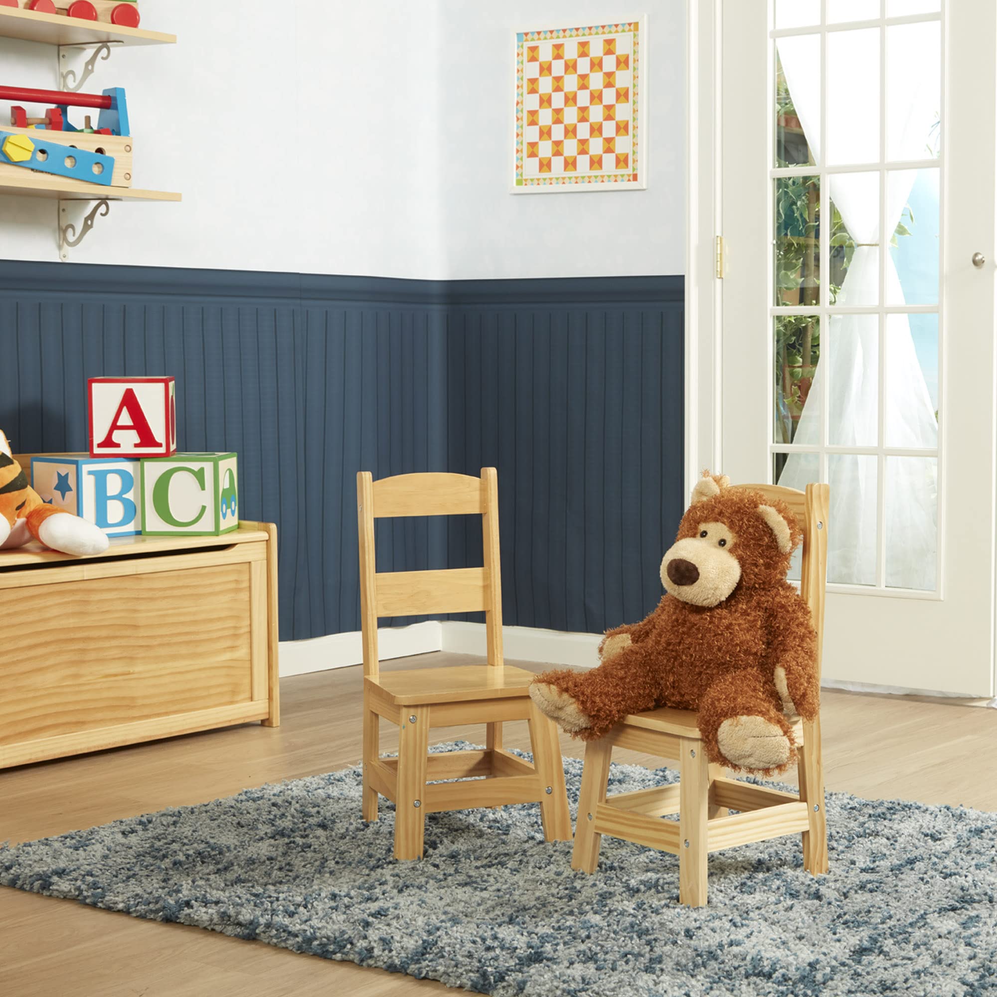 Melissa & Doug Wooden Chairs, Set of 2 - Blonde Furniture for Playroom - Kids Wooden Chairs, Children's Wooden Playroom Furniture