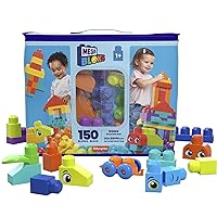 Mega BLOKS Bigger Building Bag Building Set with 150 Big and Colorful Building Blocks, and 1 Storage Bag, Toy Gift Set for Ages 1 and up
