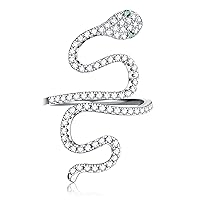 MILACOLATO Snake Ring 925 Sterling Silver Snake Rings For Women Open Adjustable Statement Ring White Gold Plated Stackable Rings Jewelry for Women