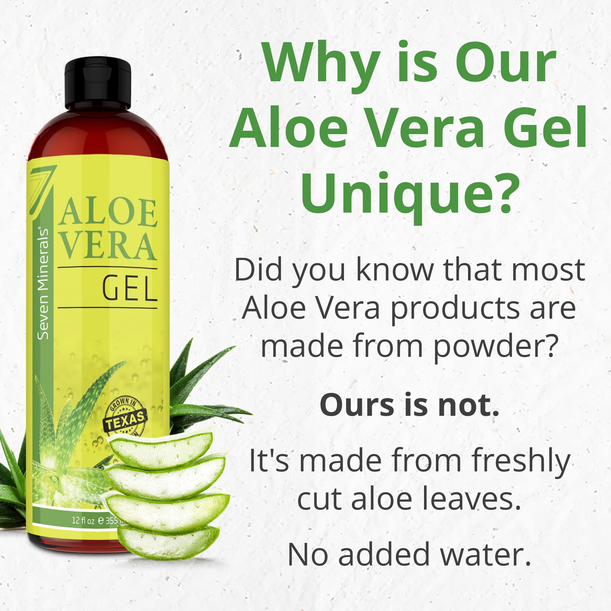 Buy Seven Minerals Organic Aloe Vera Gel From Freshly Cut 100 Pure Aloe Big 12oz 5043