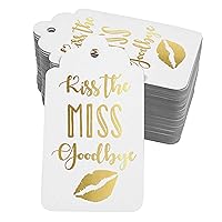 100 Pack Kiss The Miss Goodbye Bridal Shower Favor Paper Tags Craft Real Gold Foil Hang Tag
