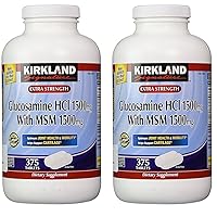 Kirkland Signature Extra Strength Glucosamine HCI 1500mg, With MSM 1500 mg, 375-Count Tablets (Multi Pack of 2)