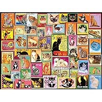 Buffalo Games - Cats on Stamps - 750 Piece Jigsaw Puzzle for Adults Challenging Puzzle Perfect for Game Nights - Finished Size 24.00 x 18.00