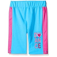 Dream Star Girls' Little French Terry Bermuda Short with Contrast Mesh Down Sides and Glitter Screen