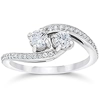 P3 POMPEII3 1/2 Carat 2 Stone Forever Us Diamond Engagement Ring White Gold