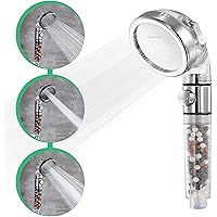 Filtered Shower Head by StoneStream, Original EcoPower High Pressure Shower head with Hard Water Filter and ON/OFF switch and Spa like Ionic beads for Dry Skin & Hair —3 Spray Settings