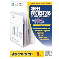 C-Line Polypropylene Sheet Protector with Index Tabs, Clear Tabs, 11 x 8.5 Inches, One 5-Tab Set (05557)