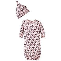 Kicky Pants Newborn Print Layette Gown And Knot Hat Set