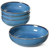 LE TAUCI Pasta Bowls 45 Ounce, Ceramic Salad Bowl, Large Serving Bowl Set - Set of 4, Ceylon Blue