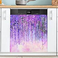 Spring Purple Flowers Dishwasher Magnet Cover Dishwasher Magnets Decorative Cover Magnetic Dishwasher Cover Panel Magnetic Refrigerator Cover for Kitchen Farmhouse Home Decor - 23 X 26 in