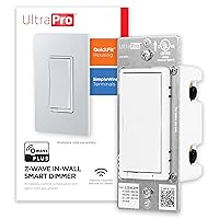 Z-Wave Smart Rocker Light Dimmer with QuickFit and SimpleWire, 3-Way Ready, Compatible with Alexa, Google Assistant, ZWave Hub Required, Repeater/Range Extender, White Paddle Only, 39351