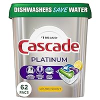 Cascade Platinum Dishwasher Pods, Dishwasher Detergent Pod, Dishwasher Soap Pod, Actionpacs Dish Washing Pod, Lemon, 62 Count Dishwasher Detergent Pods (Packaging may vary)