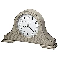Howard Miller Nampa Mantel Clock 547-751 – Warm Gray Finish, Crisp White Dial, Convex Glass Crystal, Tambour Style, Vintage Home Décor, Quartz Movement