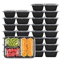 12 Pack Meal Prep Containers, 43OZ Bento Box, 3 Compartment Divided Food Storage Containers Durable Stackable Reusable, For Microwave/Dishwasher/Freezer（12 Trays & 12 Lids）
