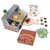 Melissa & Doug Top & Bake Wooden Pizza Counter Play Set (41 Pcs) Pizza Toy Wooden Play Food Set, Pretend Pizza Sets For Kids Ages 3+ - FSC-Certified Materials