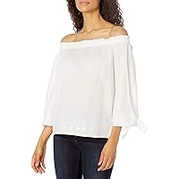NYDJ Women's Off Shoulder Blouse with Embriodery