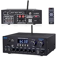 Pyle Bluetooth HD Home Audio Amplifier Receiver Stereo 300W Dual Channel Sound Audio System, MP3, USB, SD, AUX, RCA, MIC, Headphone, FM, LED, Reverb Delay, for Home Theater Speakers, Studio - PDA99BU